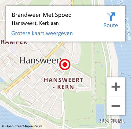 Locatie op kaart van de 112 melding: Brandweer Met Spoed Naar Hansweert, Kerklaan op 22 februari 2014 11:42