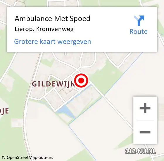 Locatie op kaart van de 112 melding: Ambulance Met Spoed Naar Lierop, Kromvenweg op 17 april 2018 10:22