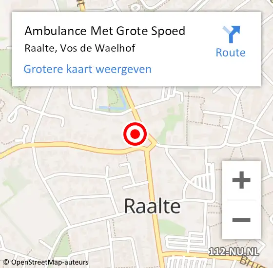 Locatie op kaart van de 112 melding: Ambulance Met Grote Spoed Naar Raalte, Vos de Waelhof op 17 april 2018 10:24