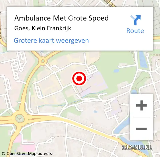 Locatie op kaart van de 112 melding: Ambulance Met Grote Spoed Naar Goes, Klein Frankrijk op 17 april 2018 10:42