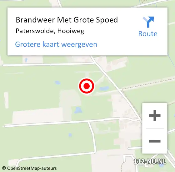 Locatie op kaart van de 112 melding: Brandweer Met Grote Spoed Naar Paterswolde, Hooiweg op 17 april 2018 10:44