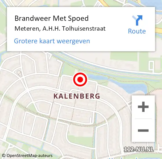 Locatie op kaart van de 112 melding: Brandweer Met Spoed Naar Meteren, A.H.H. Tolhuisenstraat op 17 april 2018 11:20