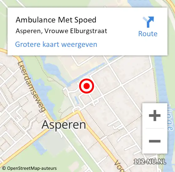 Locatie op kaart van de 112 melding: Ambulance Met Spoed Naar Asperen, Vrouwe Elburgstraat op 17 april 2018 11:45