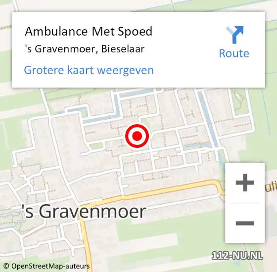 Locatie op kaart van de 112 melding: Ambulance Met Spoed Naar 's Gravenmoer, Bieselaar op 17 april 2018 12:07