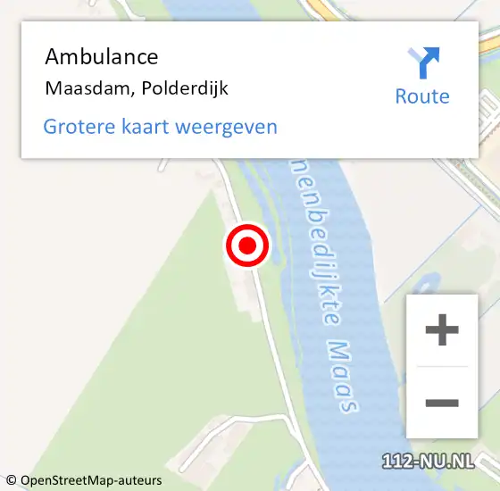 Locatie op kaart van de 112 melding: Ambulance Maasdam, Polderdijk op 17 april 2018 12:20