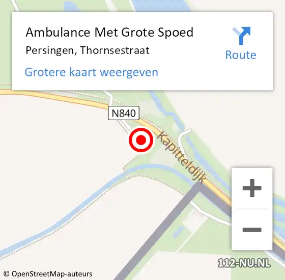 Locatie op kaart van de 112 melding: Ambulance Met Grote Spoed Naar Persingen, Thornsestraat op 17 april 2018 12:34