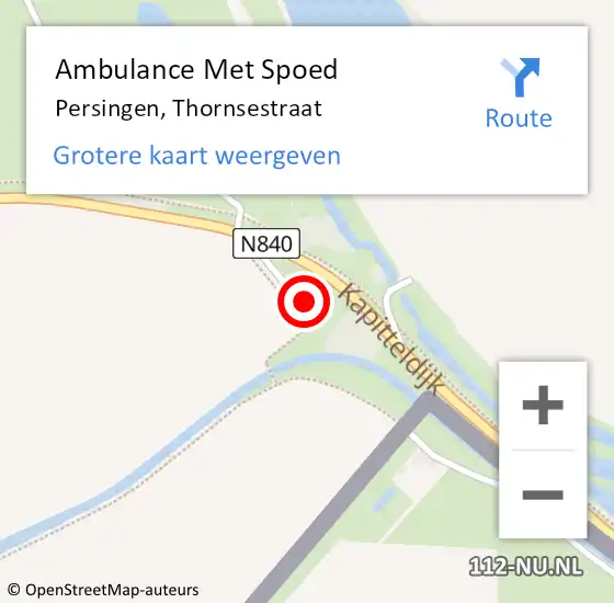 Locatie op kaart van de 112 melding: Ambulance Met Spoed Naar Persingen, Thornsestraat op 17 april 2018 12:49