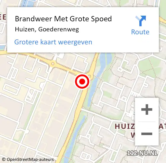 Locatie op kaart van de 112 melding: Brandweer Met Grote Spoed Naar Huizen, Goederenweg op 17 april 2018 12:50