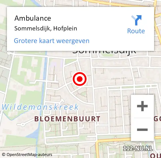 Locatie op kaart van de 112 melding: Ambulance Sommelsdijk, Hofplein op 17 april 2018 12:53
