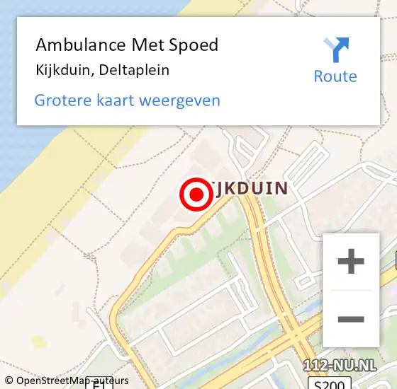 Locatie op kaart van de 112 melding: Ambulance Met Spoed Naar Kijkduin, Deltaplein op 17 april 2018 13:14