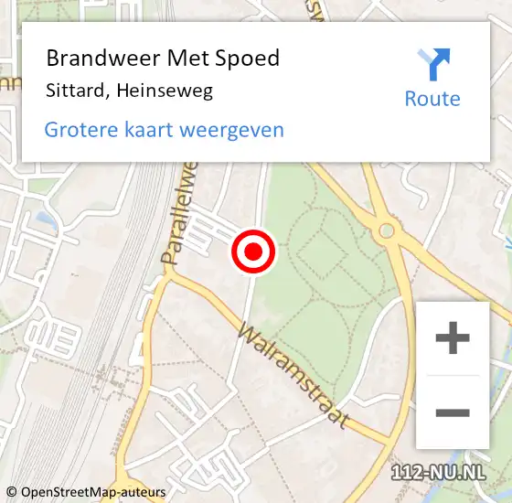 Locatie op kaart van de 112 melding: Brandweer Met Spoed Naar Sittard, Heinseweg op 17 april 2018 13:32