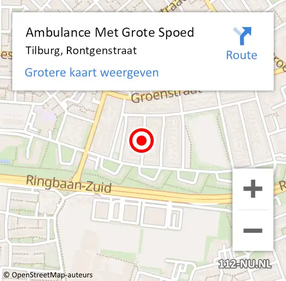 Locatie op kaart van de 112 melding: Ambulance Met Grote Spoed Naar Tilburg, Rontgenstraat op 17 april 2018 13:43