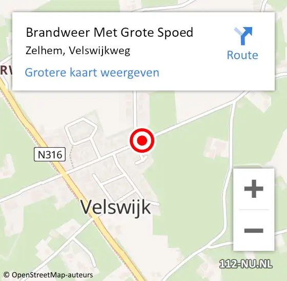 Locatie op kaart van de 112 melding: Brandweer Met Grote Spoed Naar Zelhem, Velswijkweg op 17 april 2018 13:47