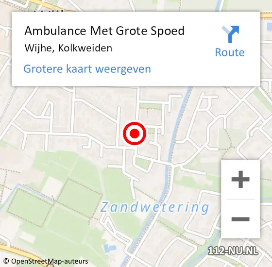 Locatie op kaart van de 112 melding: Ambulance Met Grote Spoed Naar Wijhe, Kolkweiden op 17 april 2018 14:04