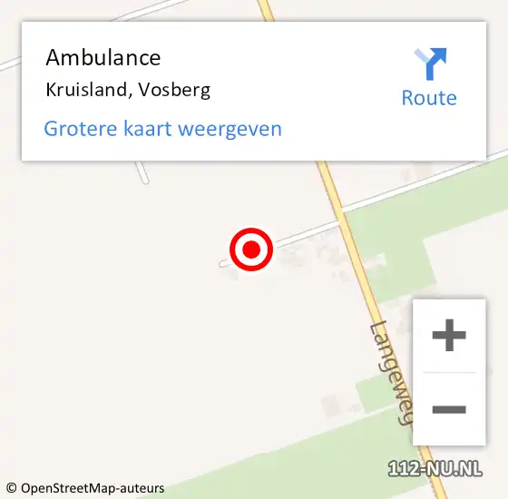 Locatie op kaart van de 112 melding: Ambulance Kruisland, Vosberg op 17 april 2018 15:19