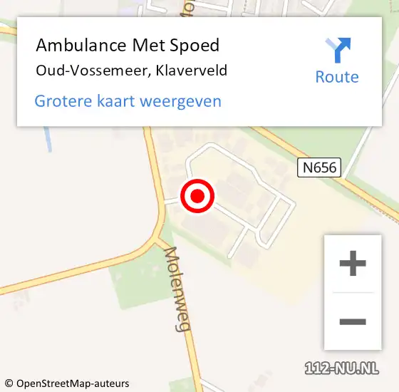 Locatie op kaart van de 112 melding: Ambulance Met Spoed Naar Oud-Vossemeer, Klaverveld op 17 april 2018 15:36