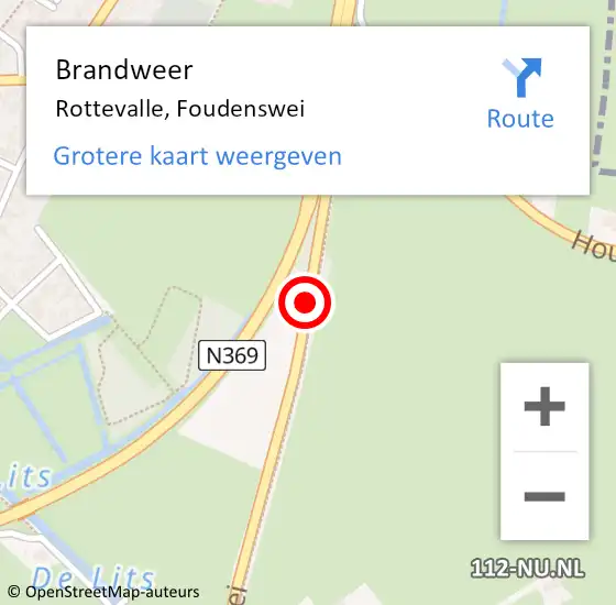 Locatie op kaart van de 112 melding: Brandweer Rottevalle, Foudenswei op 17 april 2018 15:41