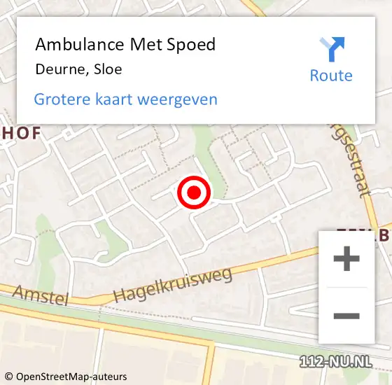 Locatie op kaart van de 112 melding: Ambulance Met Spoed Naar Deurne, Sloe op 17 april 2018 15:52