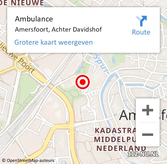 Locatie op kaart van de 112 melding: Ambulance Amersfoort, Achter Davidshof op 17 april 2018 15:55