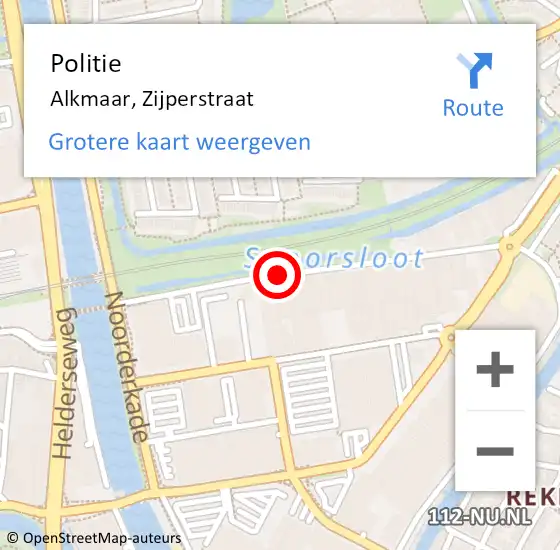 Locatie op kaart van de 112 melding: Politie Alkmaar, Zijperstraat op 17 april 2018 16:41