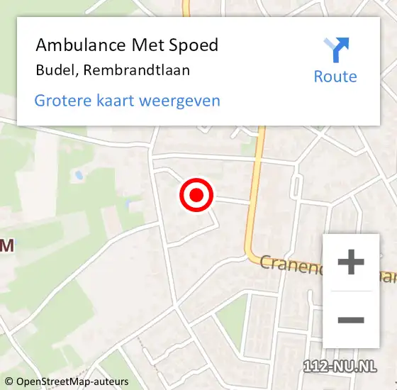 Locatie op kaart van de 112 melding: Ambulance Met Spoed Naar Budel, Rembrandtlaan op 17 april 2018 16:56