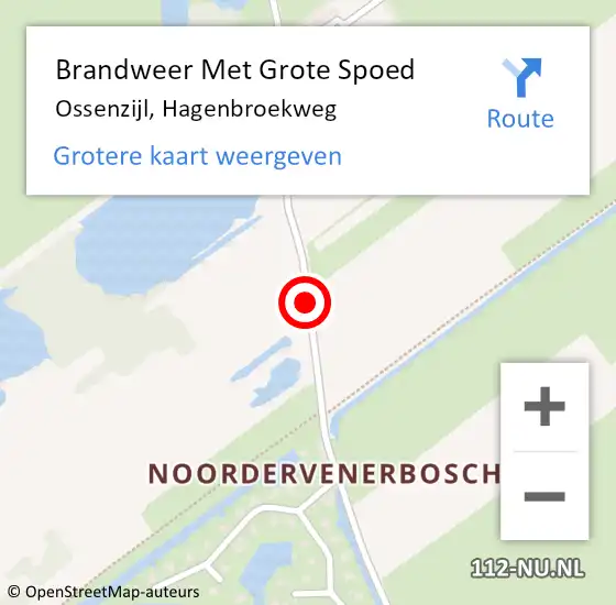Locatie op kaart van de 112 melding: Brandweer Met Grote Spoed Naar Ossenzijl, Hagenbroekweg op 17 april 2018 16:59