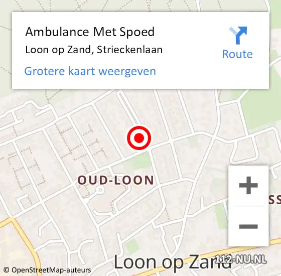 Locatie op kaart van de 112 melding: Ambulance Met Spoed Naar Loon op Zand, Strieckenlaan op 17 april 2018 17:11