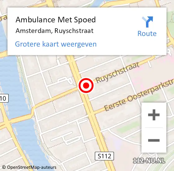 Locatie op kaart van de 112 melding: Ambulance Met Spoed Naar Amsterdam, Ruyschstraat op 17 april 2018 17:48