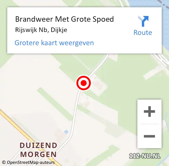 Locatie op kaart van de 112 melding: Brandweer Met Grote Spoed Naar Rijswijk Nb, Dijkje op 17 april 2018 17:52