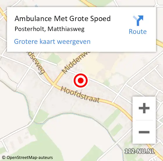 Locatie op kaart van de 112 melding: Ambulance Met Grote Spoed Naar Posterholt, Matthiasweg op 22 februari 2014 12:36