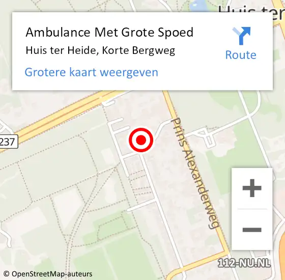 Locatie op kaart van de 112 melding: Ambulance Met Grote Spoed Naar Huis ter Heide, Korte Bergweg op 17 april 2018 18:10