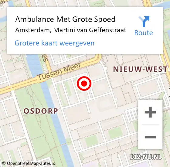 Locatie op kaart van de 112 melding: Ambulance Met Grote Spoed Naar Amsterdam, Martini van Geffenstraat op 17 april 2018 18:18
