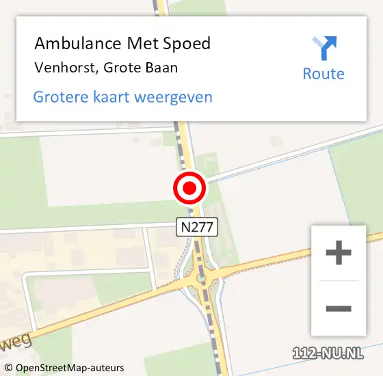 Locatie op kaart van de 112 melding: Ambulance Met Spoed Naar Venhorst, Grote Baan op 17 april 2018 18:25