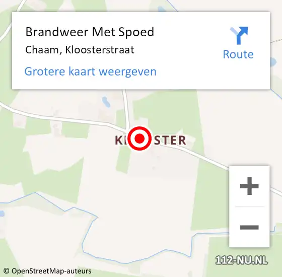 Locatie op kaart van de 112 melding: Brandweer Met Spoed Naar Chaam, Kloosterstraat op 17 april 2018 18:36