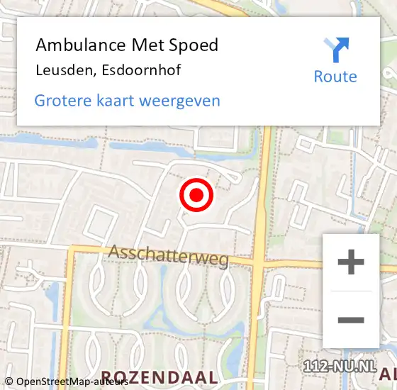 Locatie op kaart van de 112 melding: Ambulance Met Spoed Naar Leusden, Esdoornhof op 17 april 2018 18:38