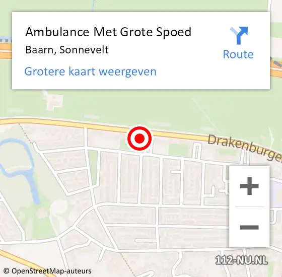 Locatie op kaart van de 112 melding: Ambulance Met Grote Spoed Naar Baarn, Sonnevelt op 17 april 2018 18:40