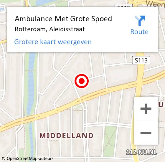 Locatie op kaart van de 112 melding: Ambulance Met Grote Spoed Naar Rotterdam, Aleidisstraat op 17 april 2018 18:42