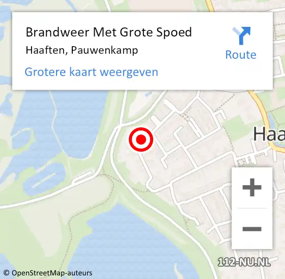 Locatie op kaart van de 112 melding: Brandweer Met Grote Spoed Naar Haaften, Pauwenkamp op 17 april 2018 18:43