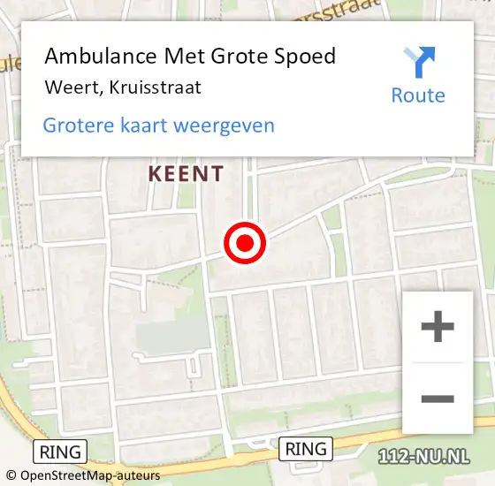 Locatie op kaart van de 112 melding: Ambulance Met Grote Spoed Naar Weert, Kruisstraat op 17 april 2018 18:55