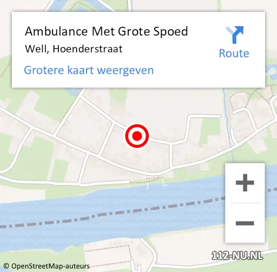 Locatie op kaart van de 112 melding: Ambulance Met Grote Spoed Naar Well, Hoenderstraat op 17 april 2018 19:10