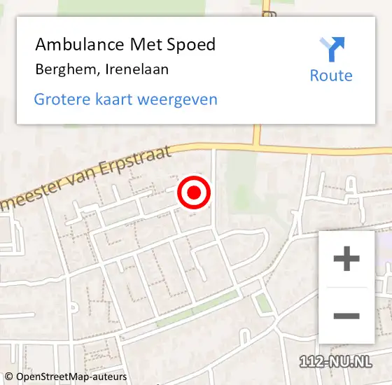 Locatie op kaart van de 112 melding: Ambulance Met Spoed Naar Berghem, Irenelaan op 17 april 2018 19:14