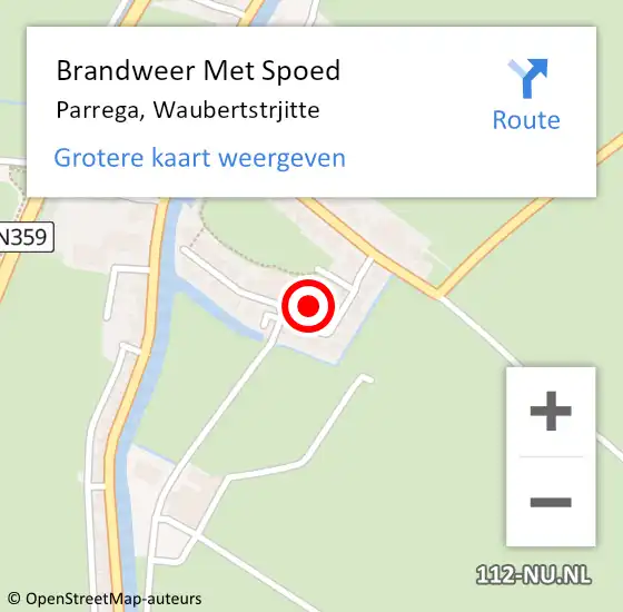 Locatie op kaart van de 112 melding: Brandweer Met Spoed Naar Parrega, Waubertstrjitte op 17 april 2018 19:19