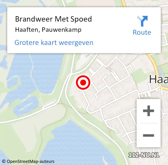 Locatie op kaart van de 112 melding: Brandweer Met Spoed Naar Haaften, Pauwenkamp op 17 april 2018 19:20