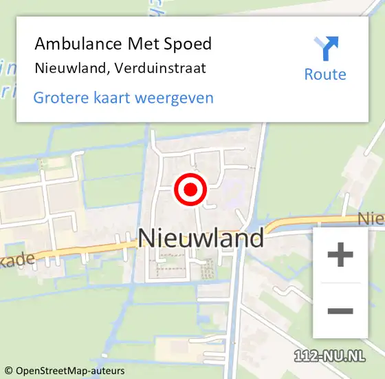 Locatie op kaart van de 112 melding: Ambulance Met Spoed Naar Nieuwland, Verduinstraat op 17 april 2018 19:46