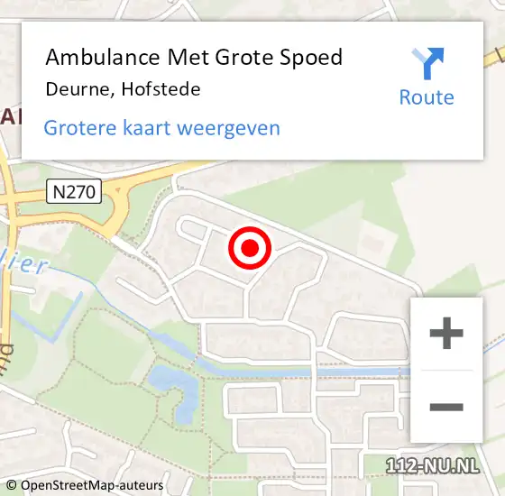 Locatie op kaart van de 112 melding: Ambulance Met Grote Spoed Naar Deurne, Hofstede op 17 april 2018 20:20