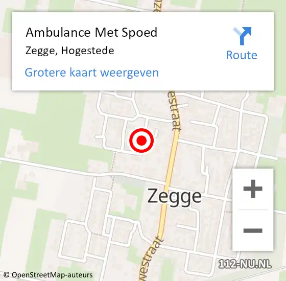 Locatie op kaart van de 112 melding: Ambulance Met Spoed Naar Zegge, Hogestede op 17 april 2018 20:22
