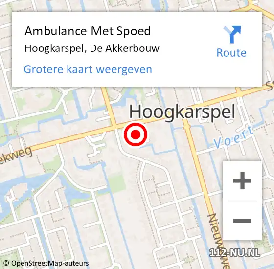 Locatie op kaart van de 112 melding: Ambulance Met Spoed Naar Hoogkarspel, De Akkerbouw op 17 april 2018 20:42