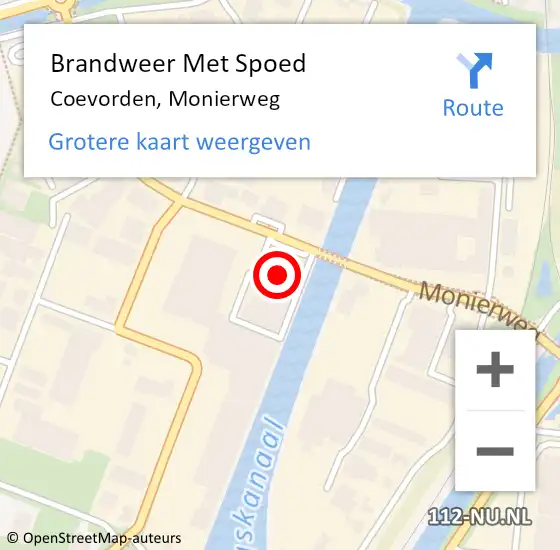 Locatie op kaart van de 112 melding: Brandweer Met Spoed Naar Coevorden, Monierweg op 17 april 2018 20:48