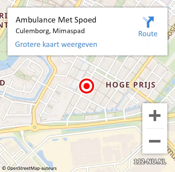 Locatie op kaart van de 112 melding: Ambulance Met Spoed Naar Culemborg, Mimaspad op 17 april 2018 21:00