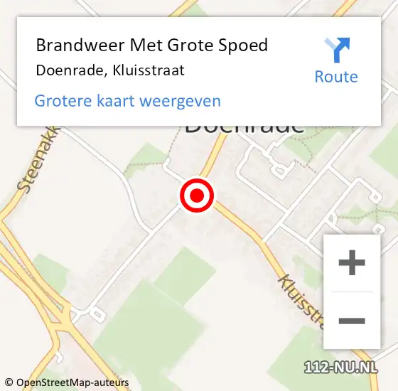 Locatie op kaart van de 112 melding: Brandweer Met Grote Spoed Naar Doenrade, Kluisstraat op 17 april 2018 21:50